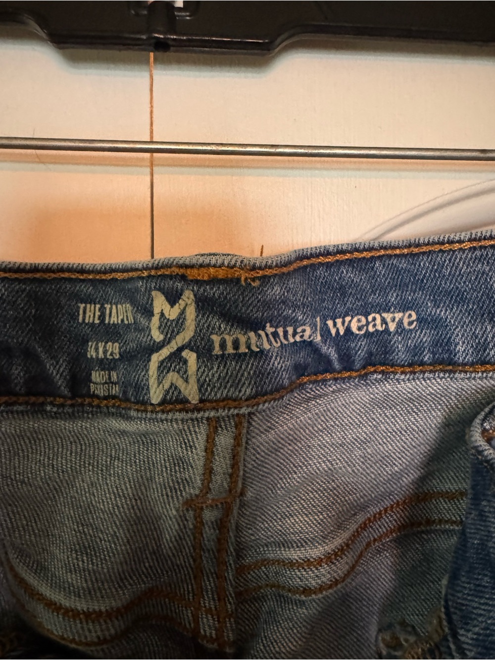 Mutual Weave Men's Slim Straight Jeans in Medium Blue